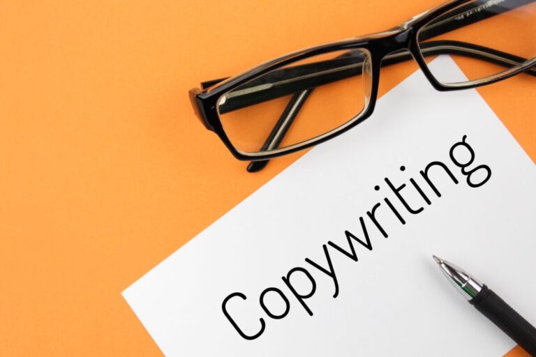 the word 'copywriting' is written with an orange background